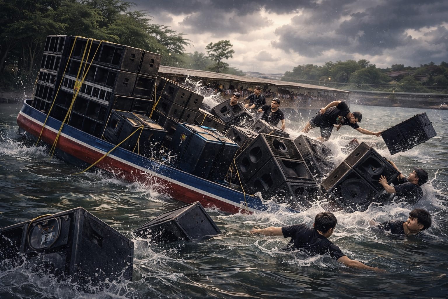 Perahu Sound Horeg Tenggelam Saat Tradisi Nyadran di Sidoarjo