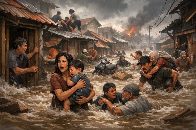 Banjir Situbondo Renggut Nyawa Ayah dan Anak, Tewas Tersengat Listrik Saat Pegang Tiang