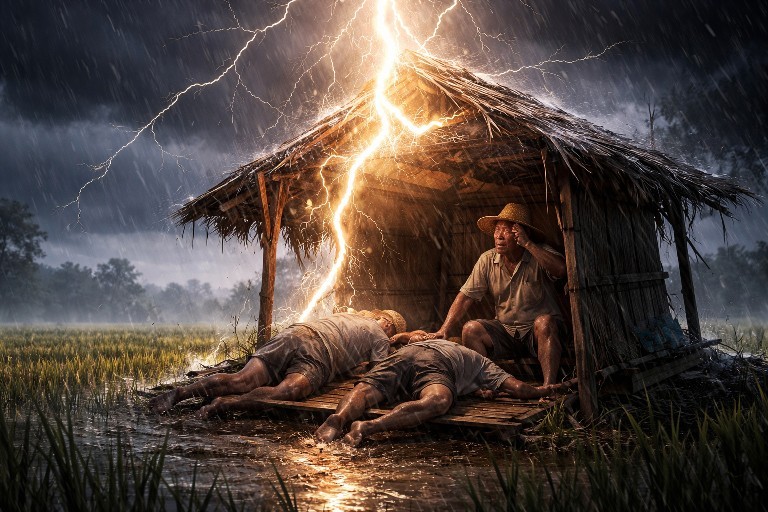 Petir Sambar Gubuk Sawah di Seyegan, Dua Petani Sleman Meninggal Dunia