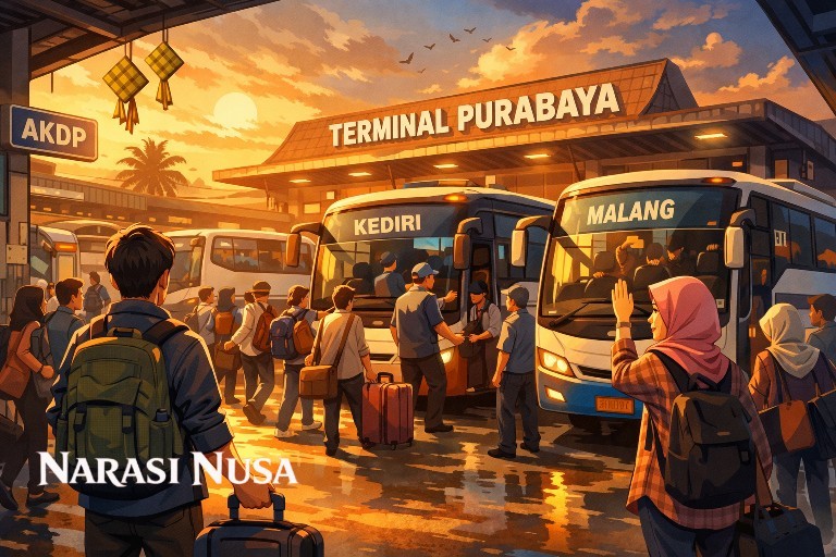 Mudik Lebaran 2026 Membludak, Kediri–Malang–Solo Jadi Rute Favorit dari Terminal Purabaya