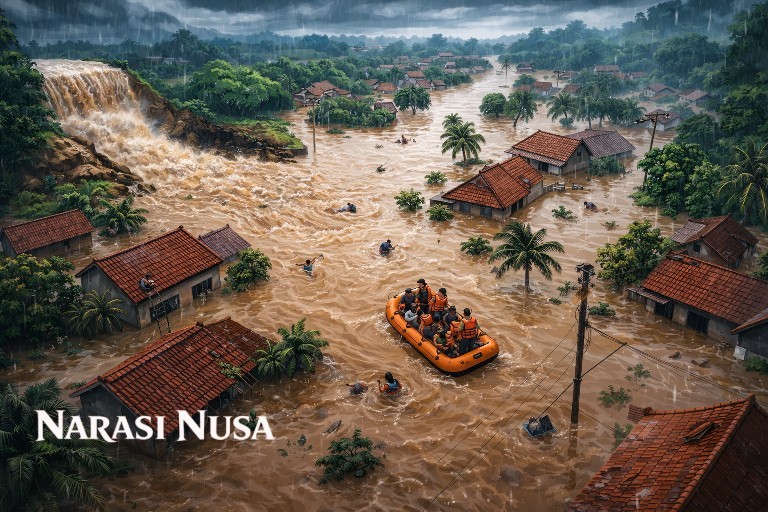 Banjir Mojokerto Meluas  2026, 536 Rumah Terendam Akibat Tanggul Sungai Sadar Jebol