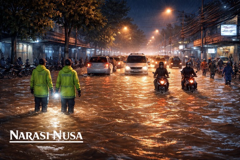 Banjir Rendam Jalan Raya Beji Pasuruan, Lalu Lintas Lumpuh Dialihkan ke Tol