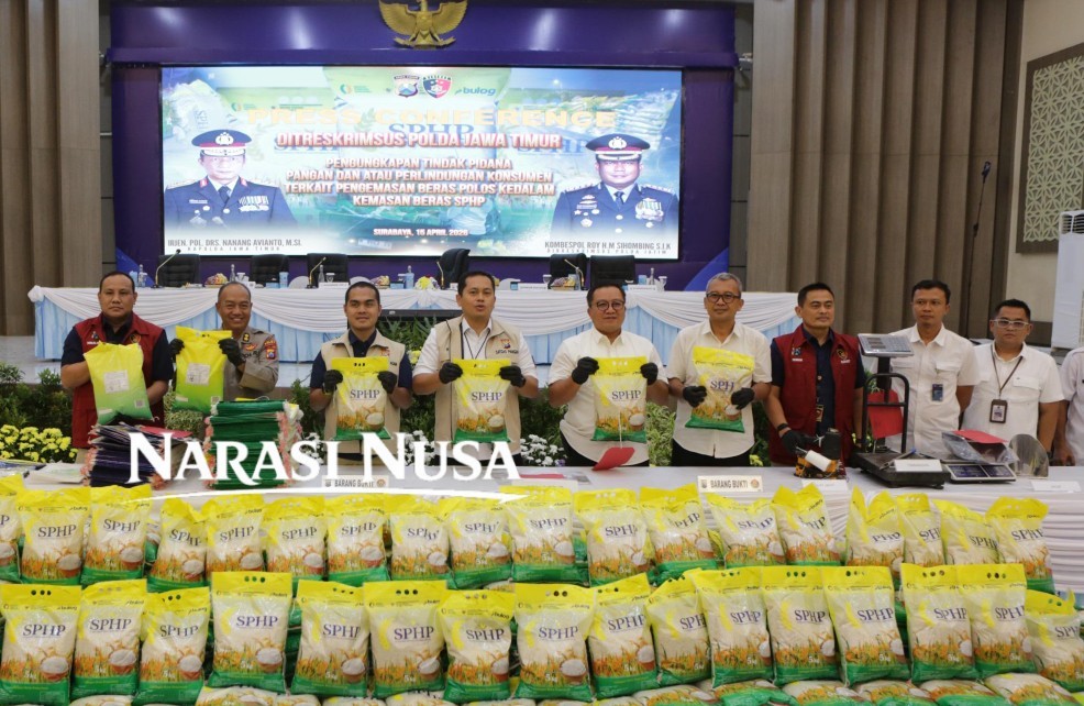 Polda Jatim Bongkar Kasus Beras SPHP Oplosan di Probolinggo
