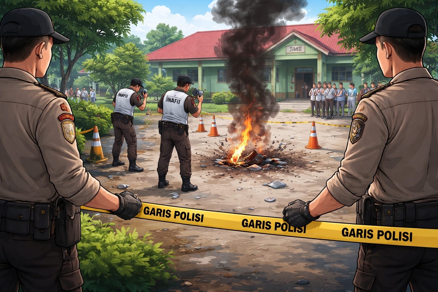 Bom Molotov Meledak di SMPN 3 Sungai Raya, Polisi Amankan Terduga Pelaku