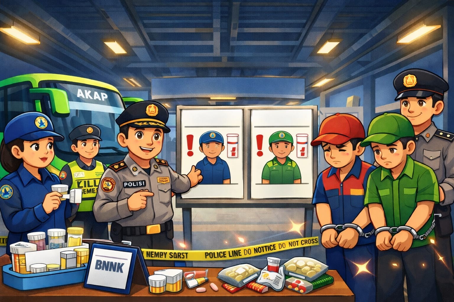 Razia Operasi Lilin Semeru di Terminal Purabaya, 2 Sopir Bus di Sidoarjo Positif Narkoba