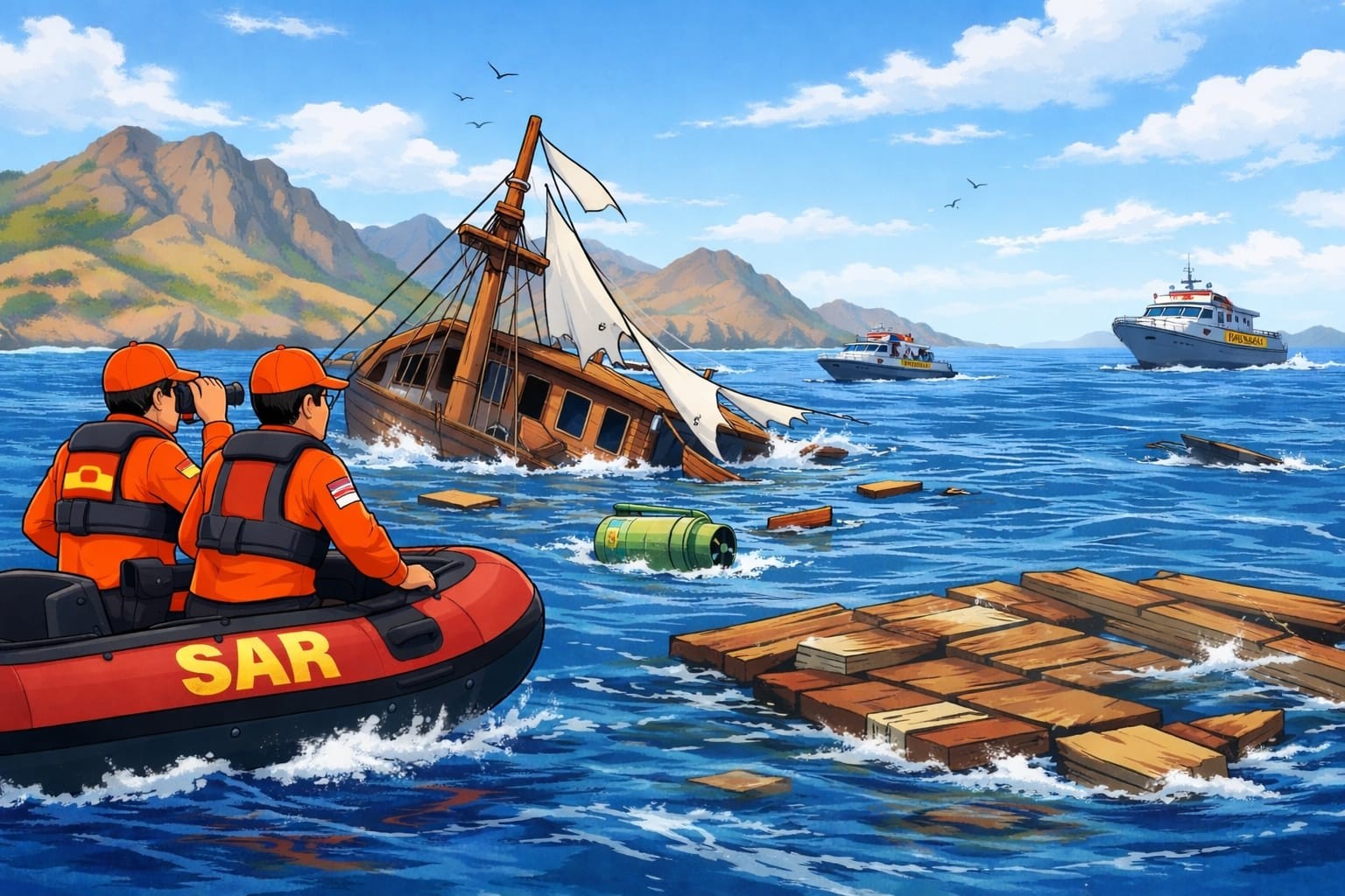 Serpihan KM Putri Sakinah Ditemukan, Pencarian Empat WN Spanyol Dilanjutkan