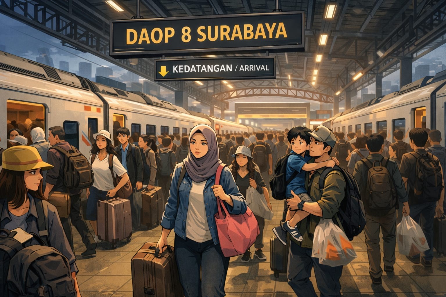 Arus Balik Nataru Masih Padat, Penumpang Tiba Dominasi Perjalanan Kereta di Daop 8 Surabaya