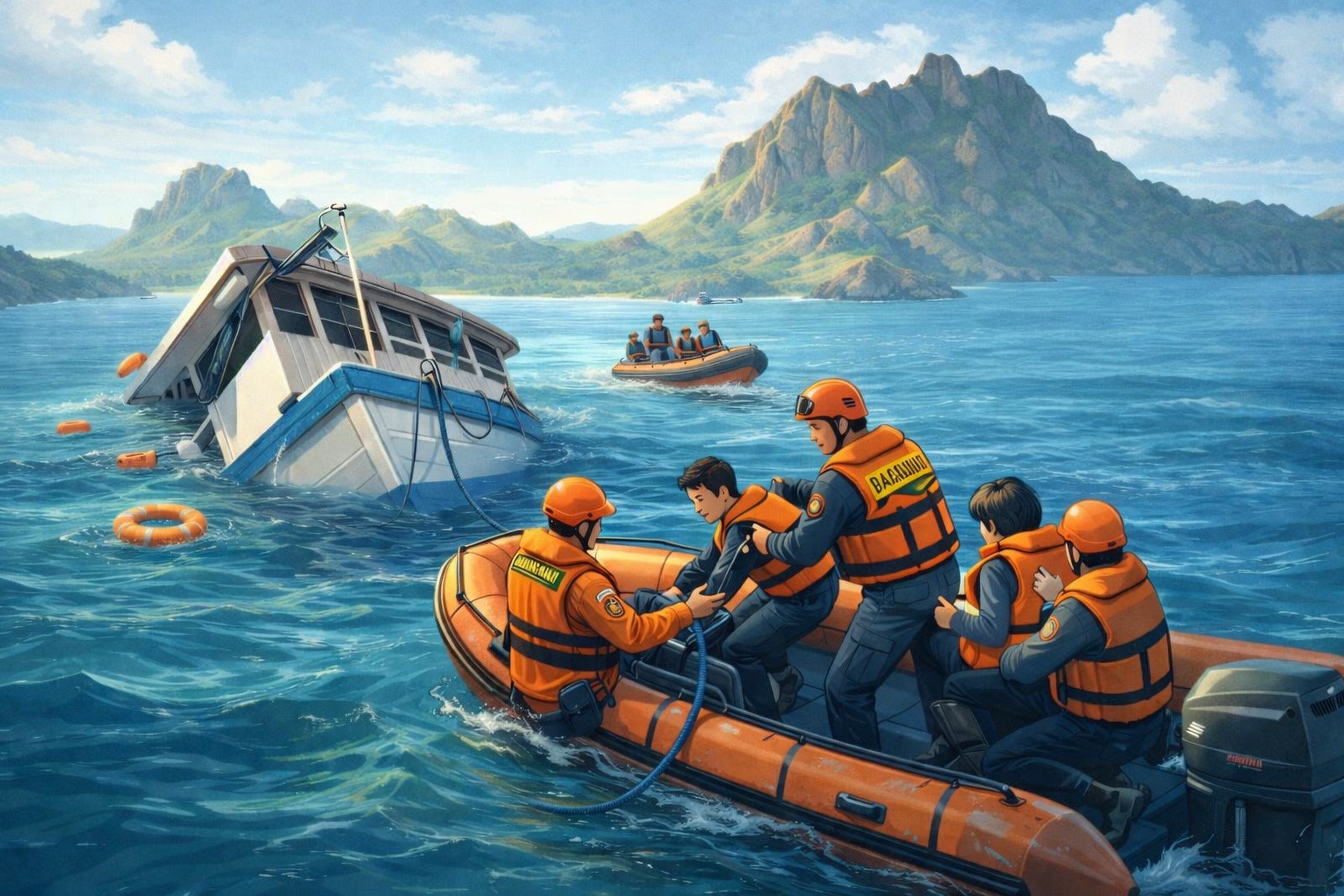 Kapal Wisata Tenggelam di Pulau Padar, Tim SAR Terus Cari 4 Warga Spanyol yang Hilang