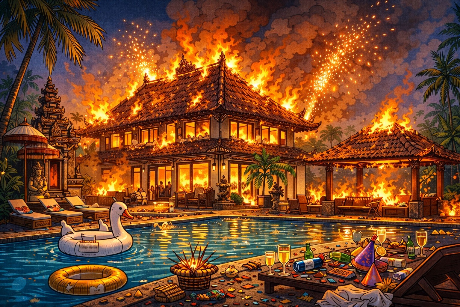 Vila di Kuta Selatan Bali Terbakar Usai Perayaan Tahun Baru, Kembang Api Diduga Jadi Pemicu