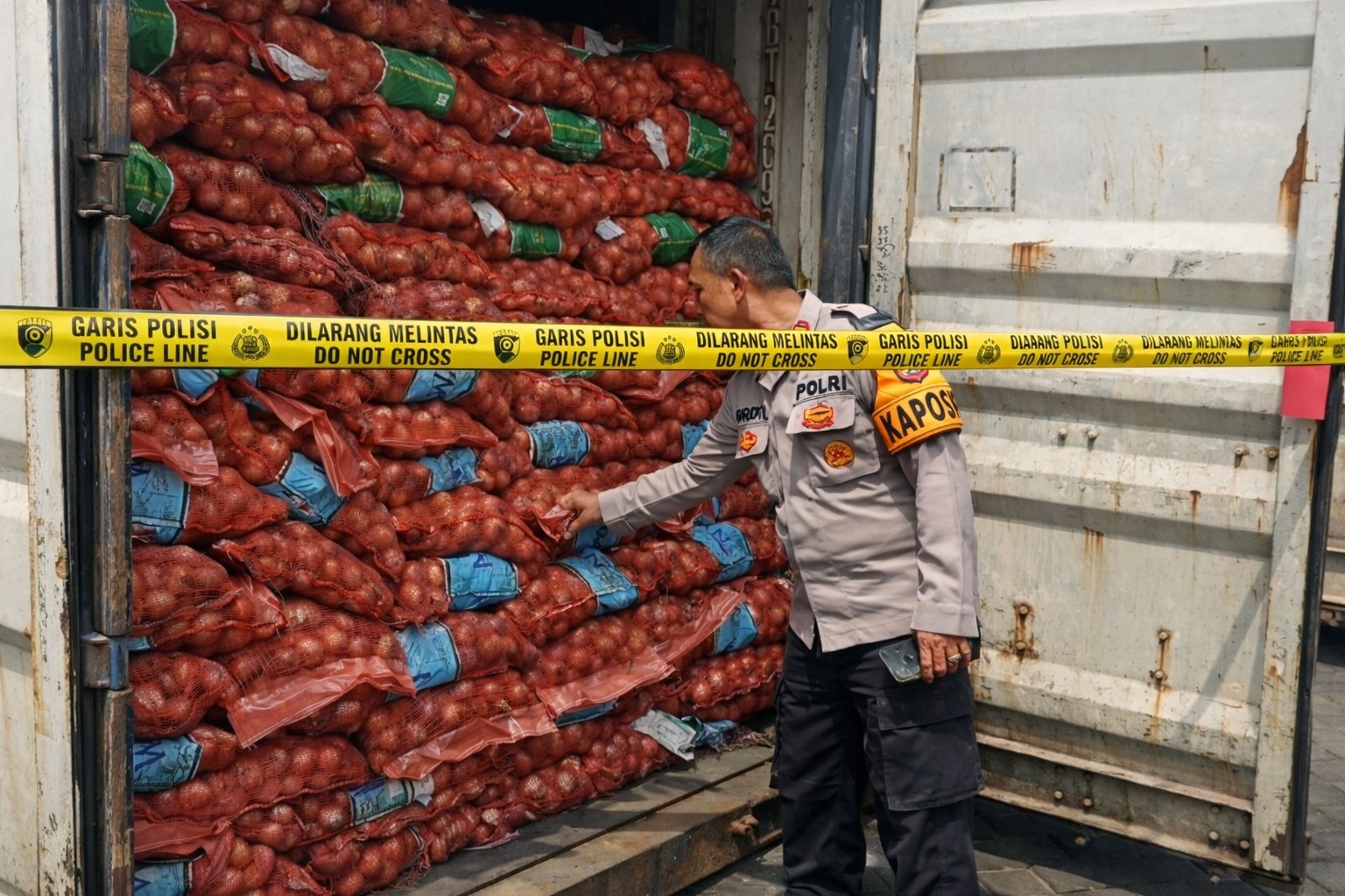 Terbongkar! Modus Cangkang Sawit, Jaringan Selundupkan 72 Ton Bawang Bombay Ilegal ke Jatim