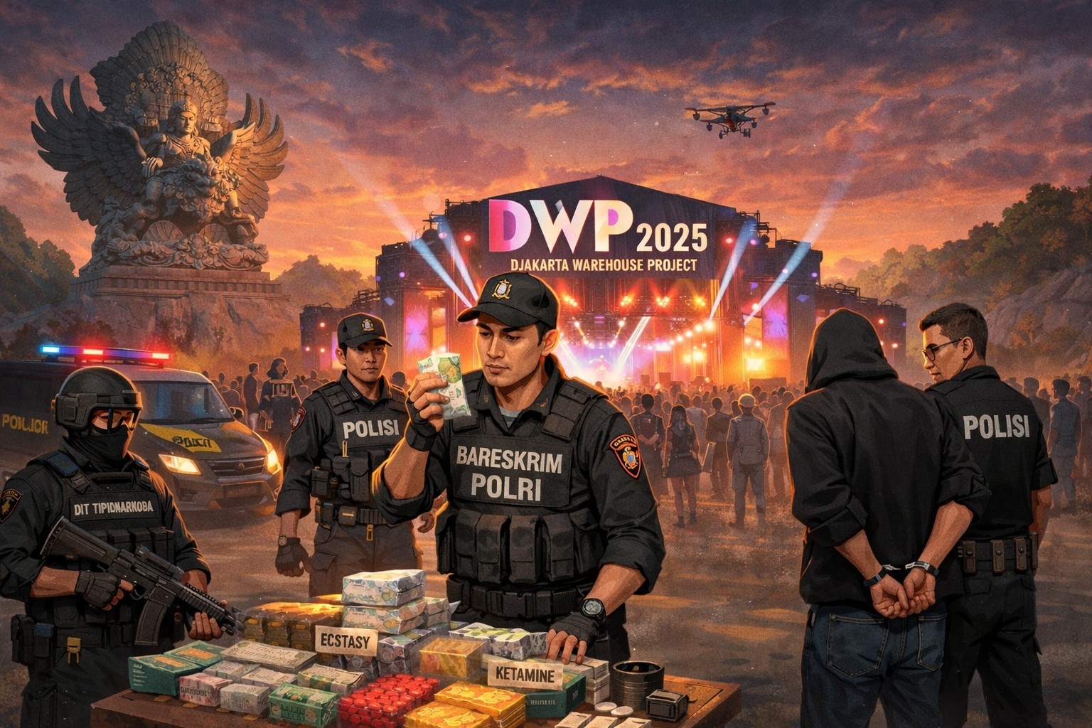 Bareskrim Polri Gagalkan Peredaran Narkoba di Konser DWP Bali, 17 Orang Ditangkap